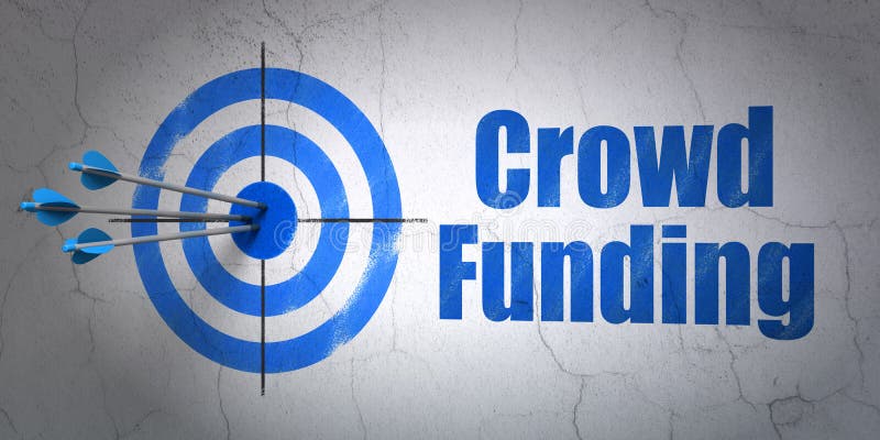 Business concept: target and Crowd Funding on wall