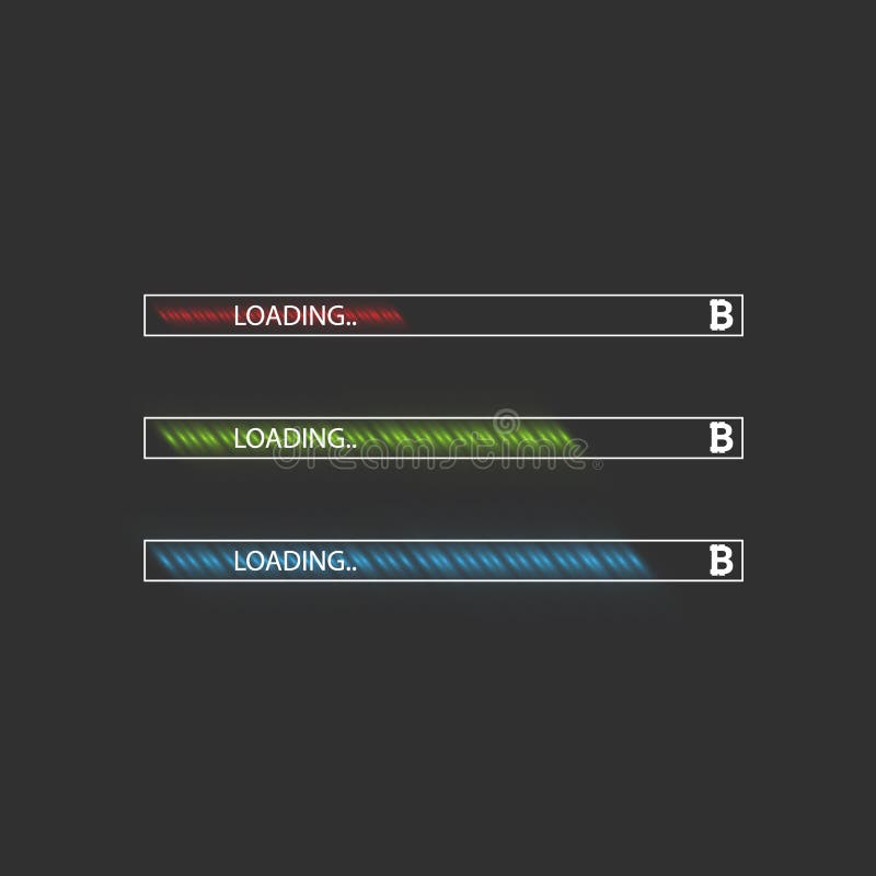 Flat design. Business concept. Vector illustration. Bitcoin progress loading bar with lighting.