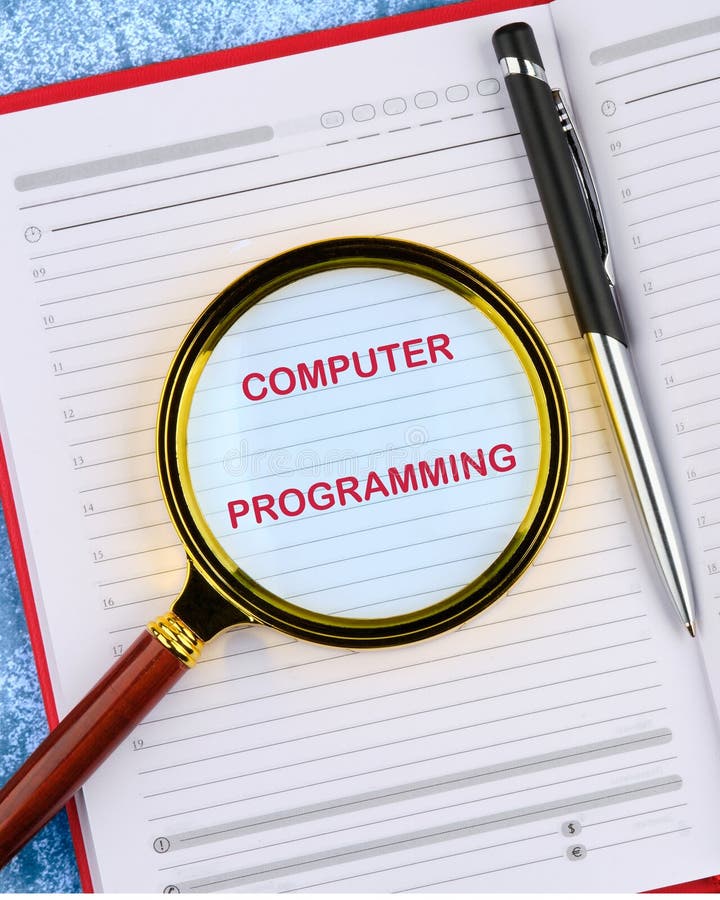 Business concept. Words COMPUTER PROGRAMMING in the business notebook. Copy space royalty free stock images