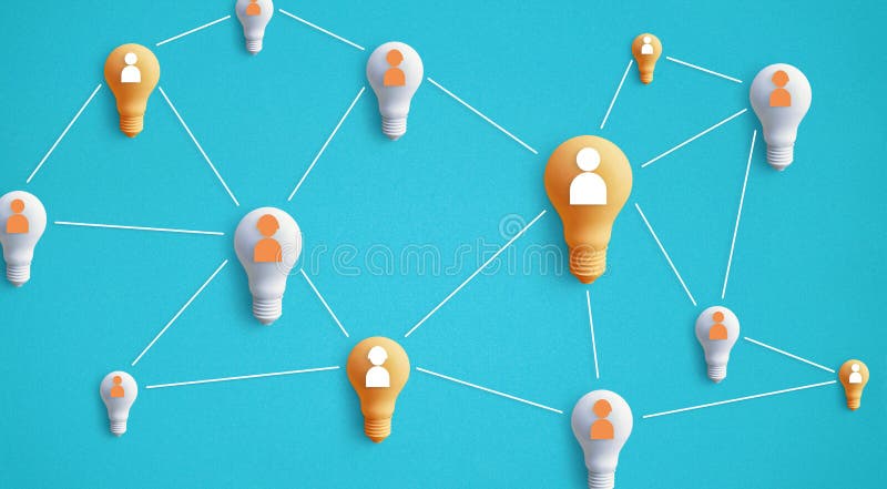 Creativity idea concept. with human cooperation on light bulb royalty free illustration