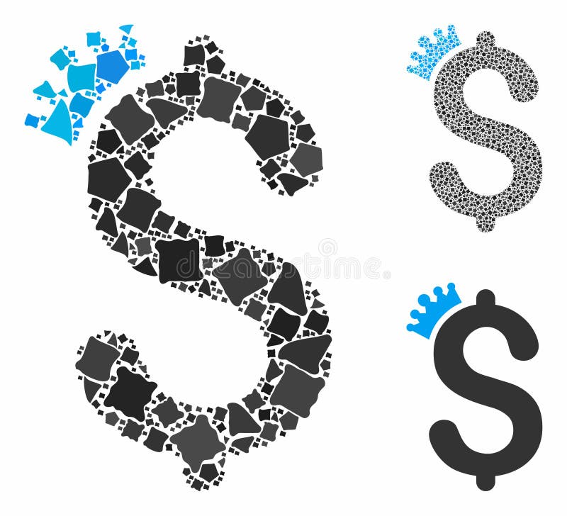 Business crown Mosaic Icon of Inequal Pieces vector illustration