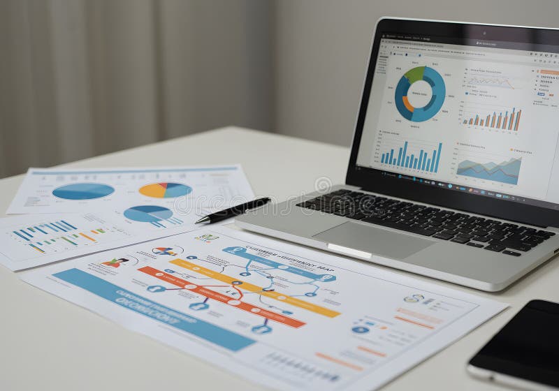 Business data analysis documents vector illustration