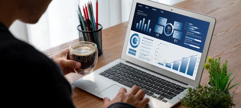 Business data dashboard provide business intelligence analytic snugly stock photo