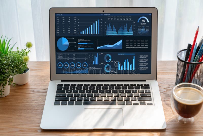Business data dashboard provide business intelligence analytic snugly stock photography