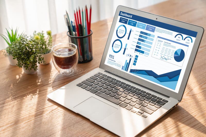Business data dashboard provide business intelligence analytic snugly stock image