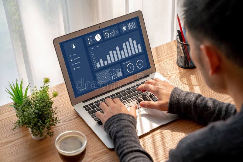 Business data dashboard provide modish business intelligence analytic stock images