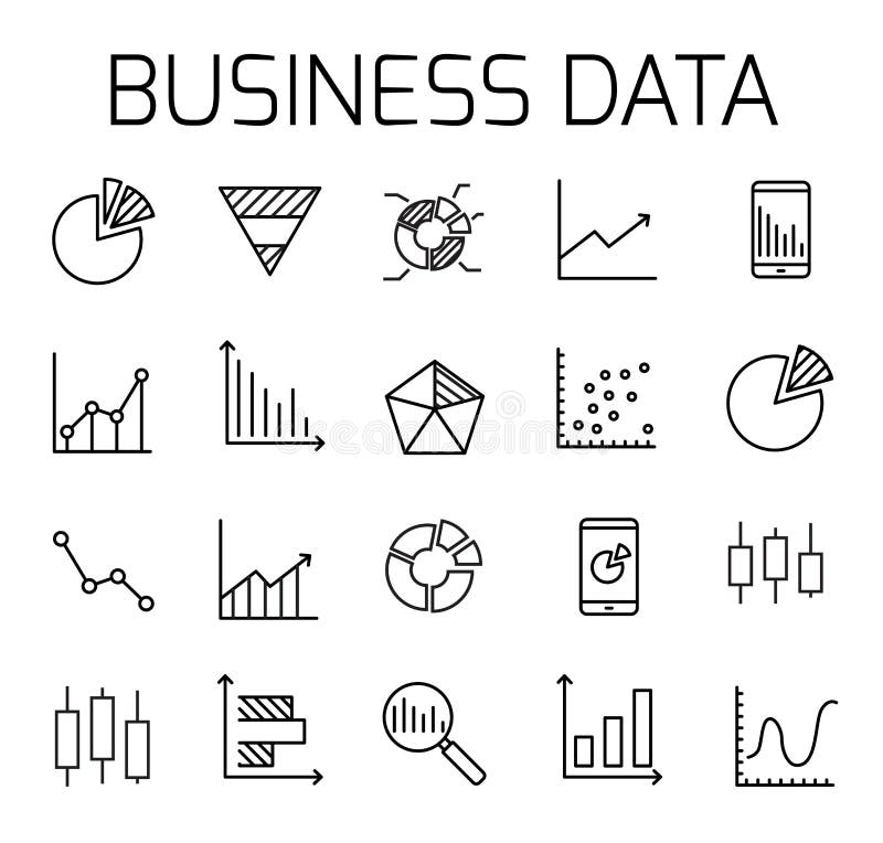 Business data related vector icon set. stock illustration