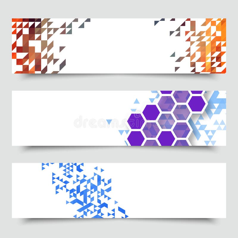 Business design templates. Set of Banners with Multicolored Polygonal Mosaic Backgrounds. Geometric Triangular Abstract vector illustration Business design templates. Set of Banners with Multicolored Polygonal Mosaic Backgrounds. Geometric Triangular Abstract vector illustration