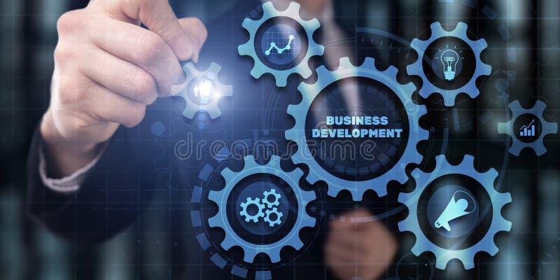Business Development Change Improvement Vision on Virtual Screen royalty free stock photo