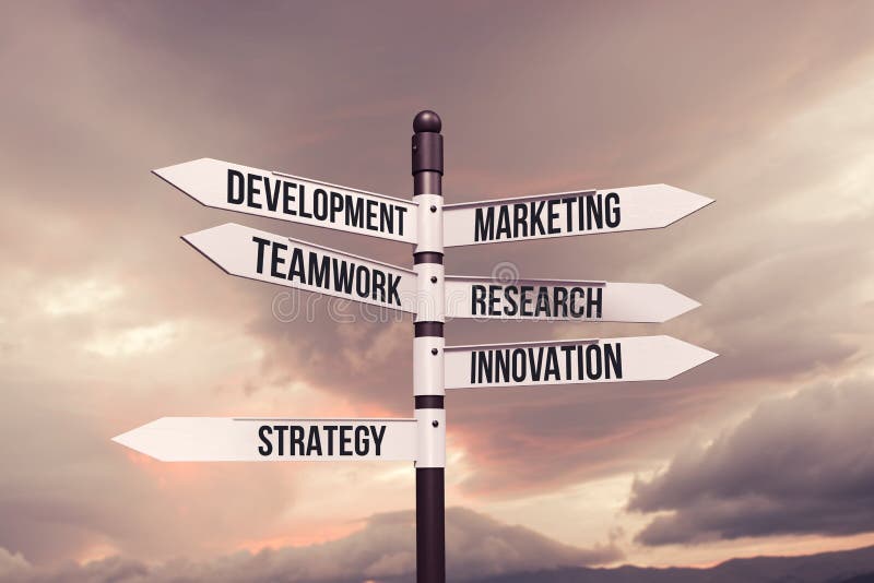 Business Concept with Road Sign.3d Rendering Stock Illustration