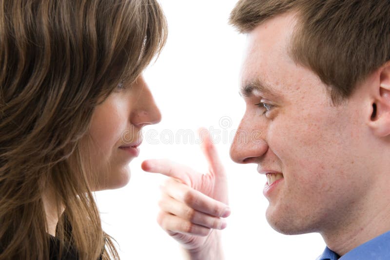 Business dialogue. Young man and woman talk.