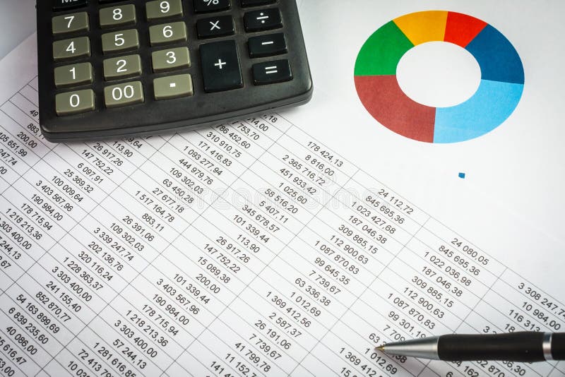 Business Documents at Workplace, Financial Report Stock Photo - Image