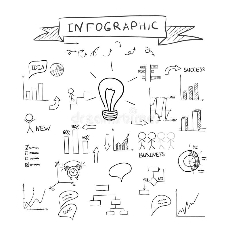 Business doodles infographic stock illustration