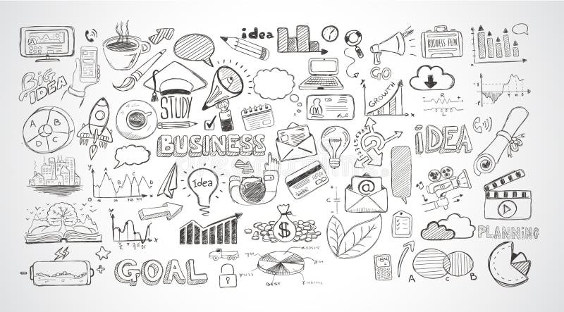 Business doodles Sketch set : infographics elements vector illustration