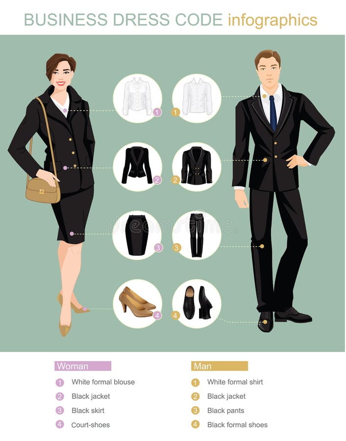 Business Dress Code Infographics Stock Vector - Illustration of black ...