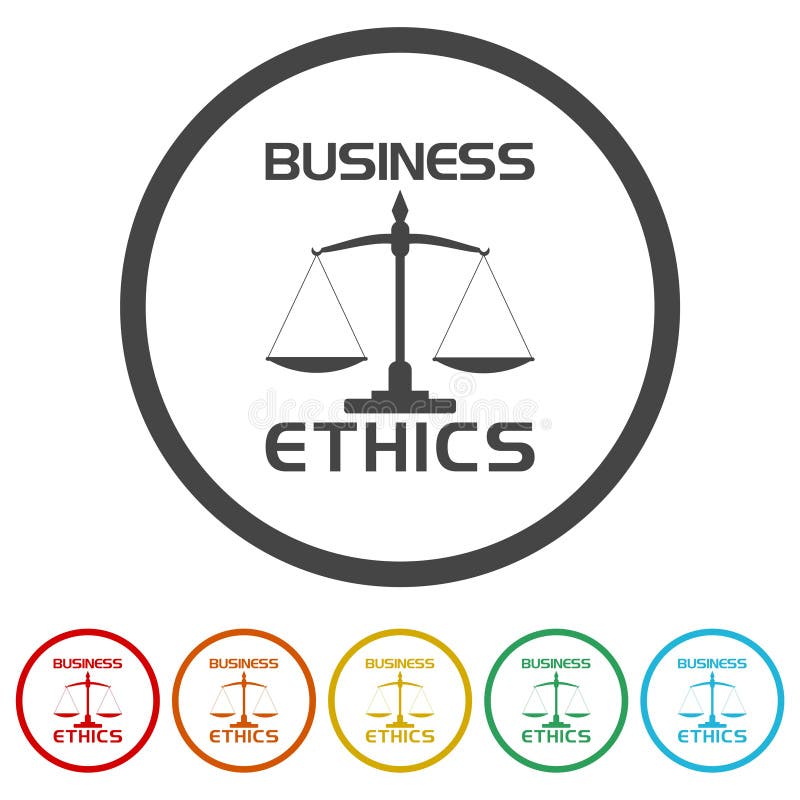 Business Ethics icon. Set icons in color circle buttons. Simple vector logo