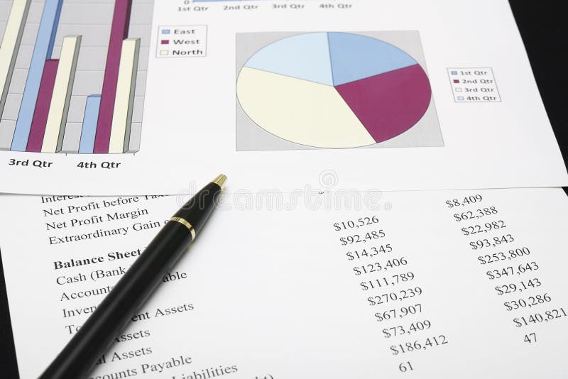 business financial chart analysis with pen