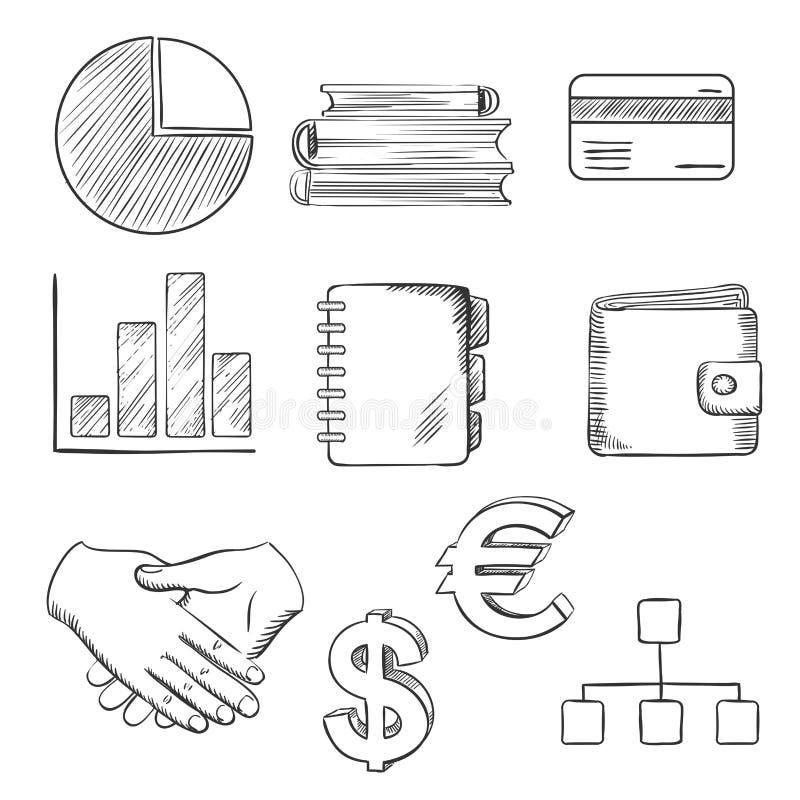 Business and financial sketched icons