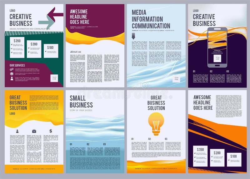 Business flyers. Product ads brochure pages design template with colored abstract modern forms and presentation text royalty free illustration Business flyers. Product ads brochure pages design template with colored abstract modern forms and presentation text royalty free illustration