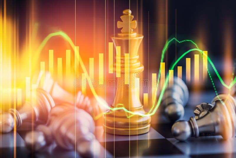 Business game on digital stock market financial and chess background. Digital business and stock market financial on LED. Double stock photography Business game on digital stock market financial and chess background. Digital business and stock market financial on LED. Double stock photography