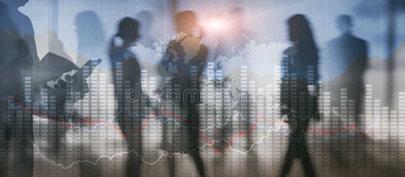 Business graph chart. Virtual screen with stock market changes. Business graph chart stock image