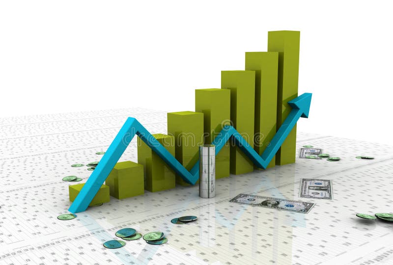 Business graph with dollar