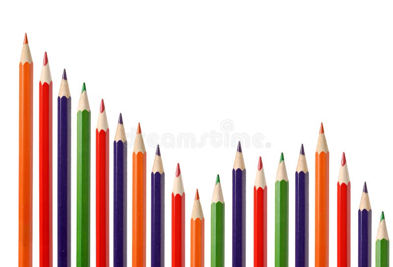 Business graph illustrating decrease made up of colored pencils. Rate decrease graphic stock images, royalty-free photos and pictures
