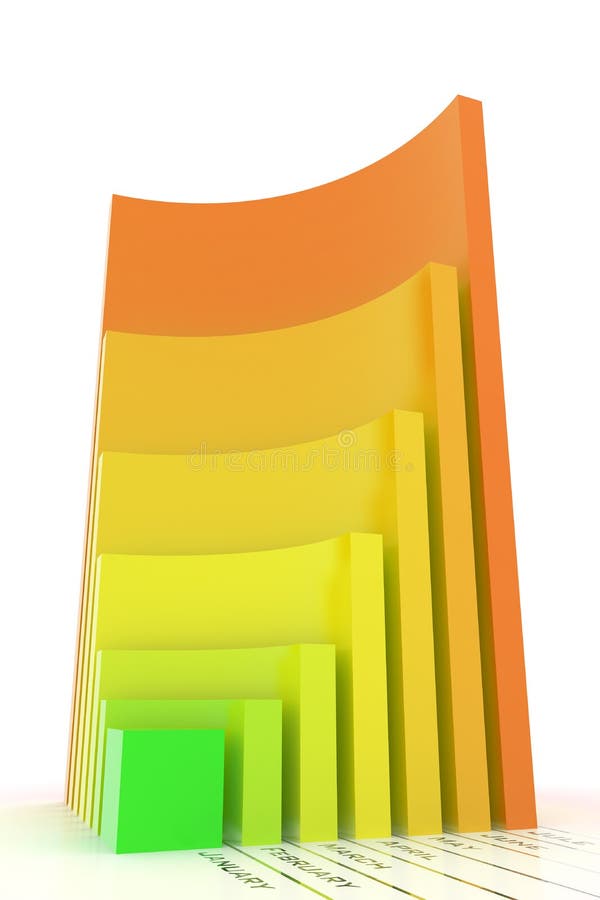 Business graph. Monthly growth. Warm version