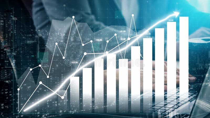 Business Growth Concept Featuring Financial Data Analysis, Graphs, Charts, and Modern Technology in a Professional royalty free illustration