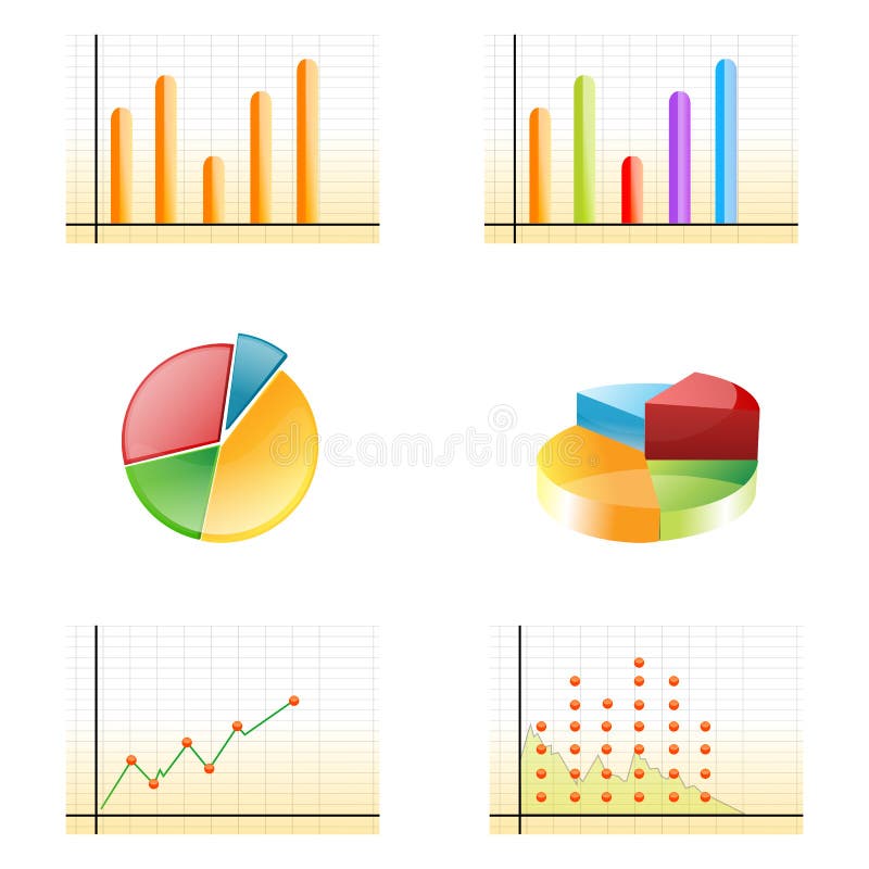 Illustration of business growth graphs on white background