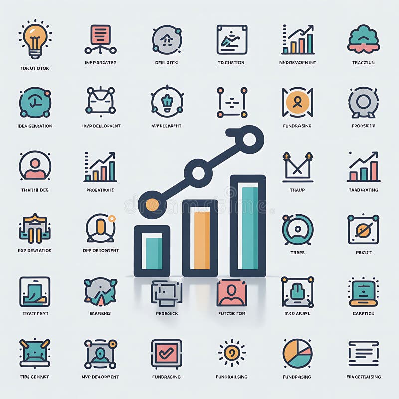 Business Growth Strategy Icons for Business Planning royalty free illustration