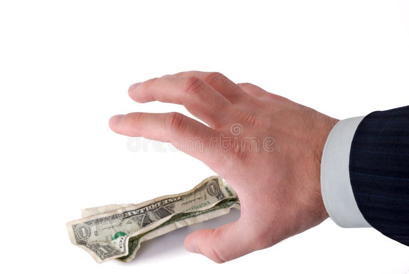 Business hand grabbing money