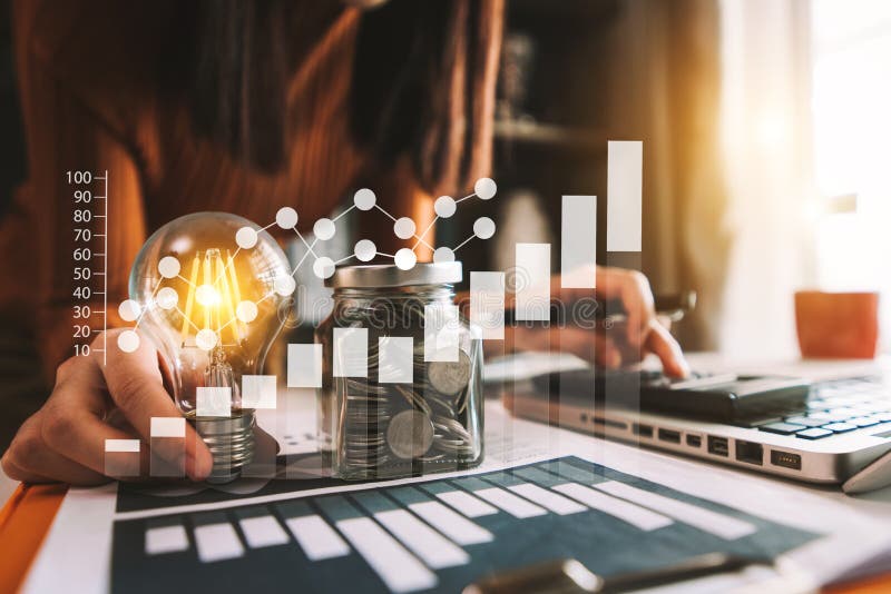 Idea saving energy and accounting finance concept royalty free stock photography Idea saving energy and accounting finance concept royalty free stock photography