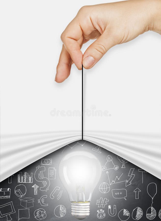 Business Hand Pull Rope Open Wrinkled Paper Show Business Idea, Stock