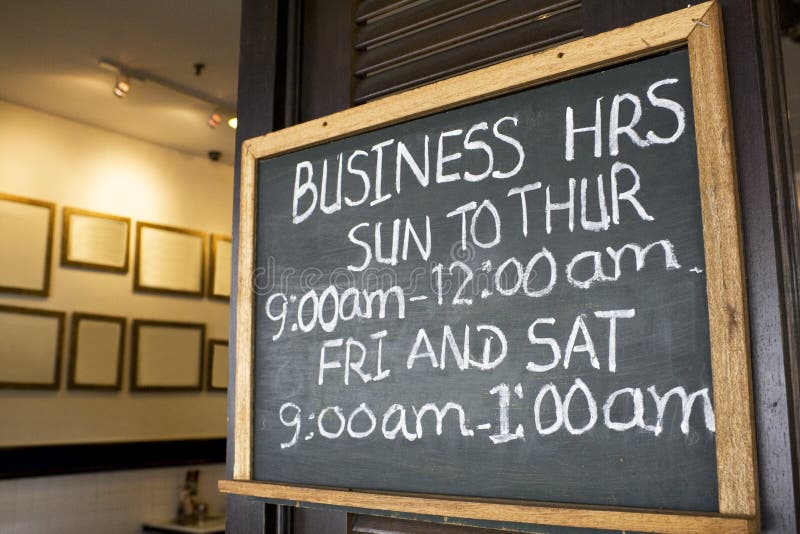 Business Hours Signboard stock image Business Hours Signboard stock image