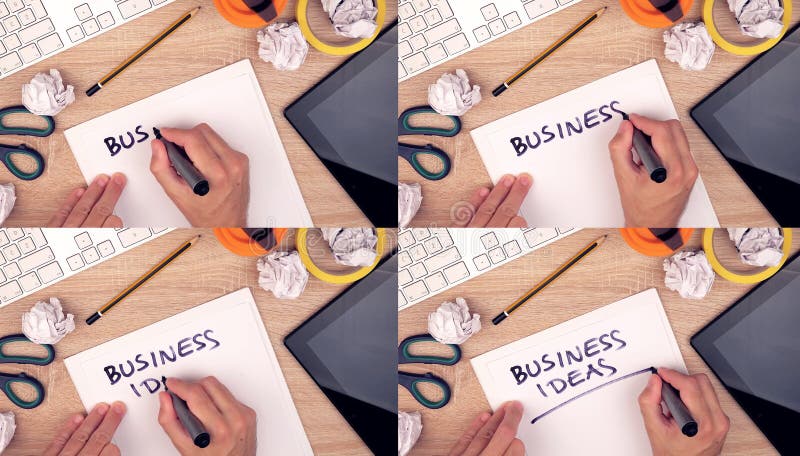 Businessman Writing Business Ideas On Paper Stock Photo - Image of