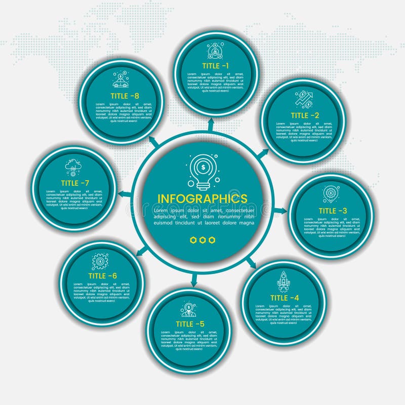 Business infographic design with 9 circle infographic business or marketing diagram template Art vector illustration