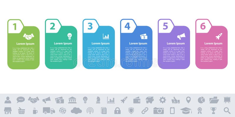 Business infographic design template - 6 steps royalty free illustration Business infographic design template - 6 steps royalty free illustration