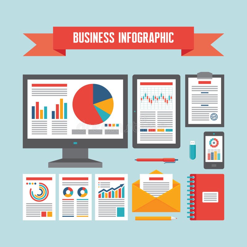 Business Infographic Documents - Vector Concept Illustration royalty free illustration