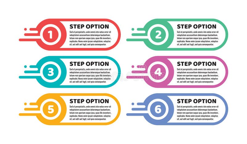 Business infographic - numbered step option. Vector illustration. Horizontal abstract banner in flat style design.