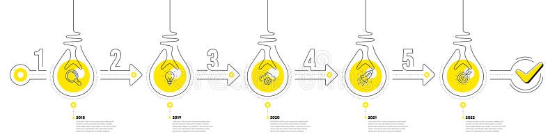 Business Infographic 5 steps timeline. Workflow process with Research Idea, Working, Startup and Goal icons. Vector vector illustration