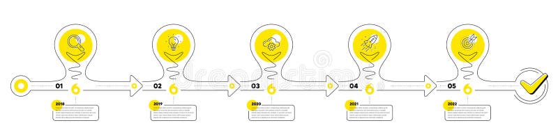 Business Infographic 5 steps timeline. Workflow process with Research Idea, Working, Startup and Goal icons. Vector vector illustration