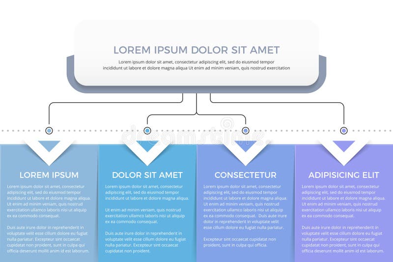 Flow Chart with 4 Elements stock illustration