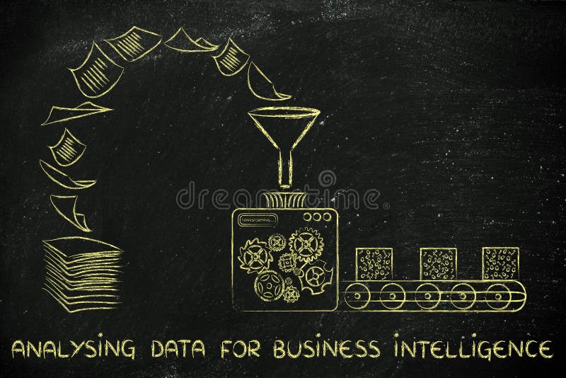 Business intelligence and analysing data: factory machines trans stock photo