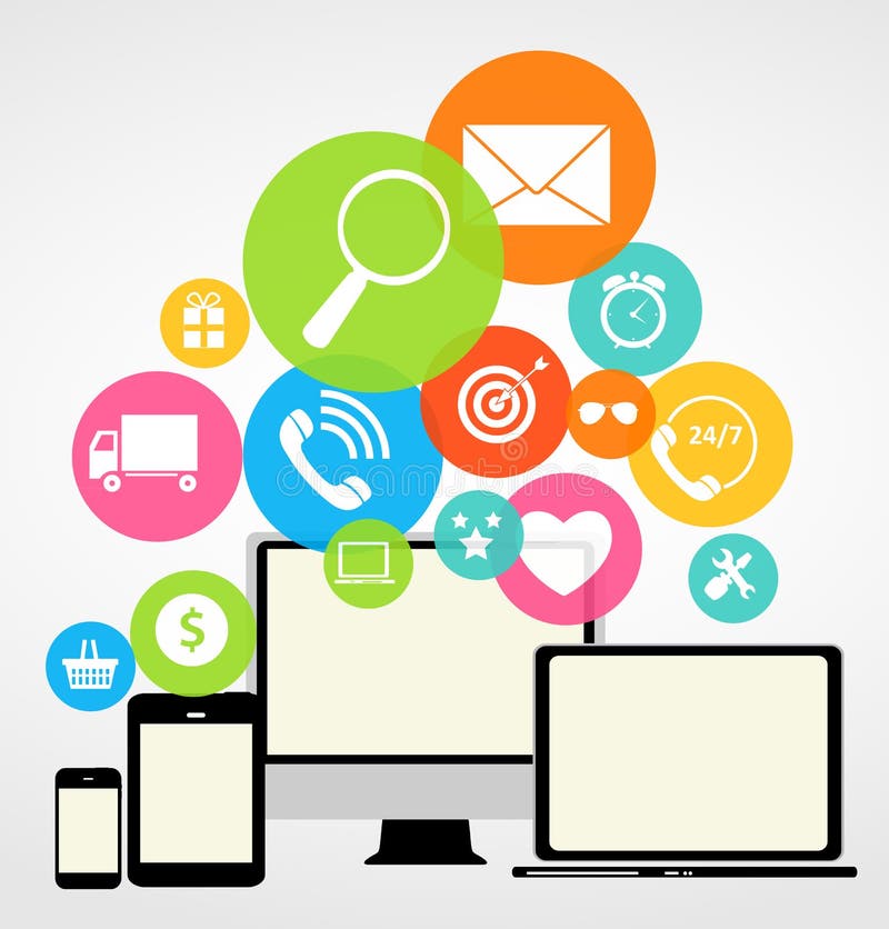 Business for Different Electronic Devices Stock Vector