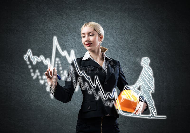 Business lady drawing success graph of career royalty free stock image Business lady drawing success graph of career royalty free stock image