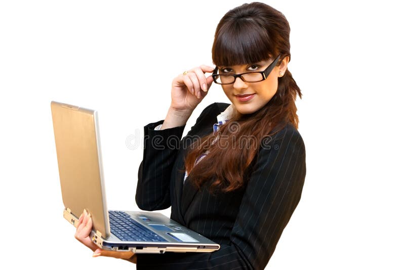 Business lady with laptop stock photo. Image of adult 7196706