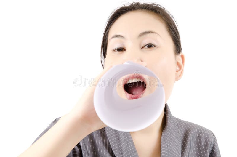 Business lady Shouted with white paper. royalty free stock images