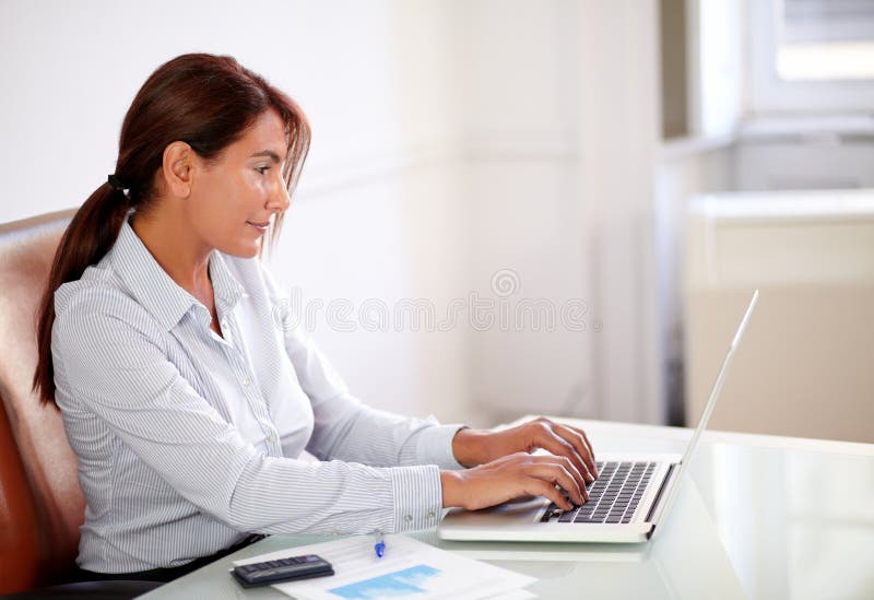 Business Lady Working with Her Laptop Stock Image - Image of looking ...