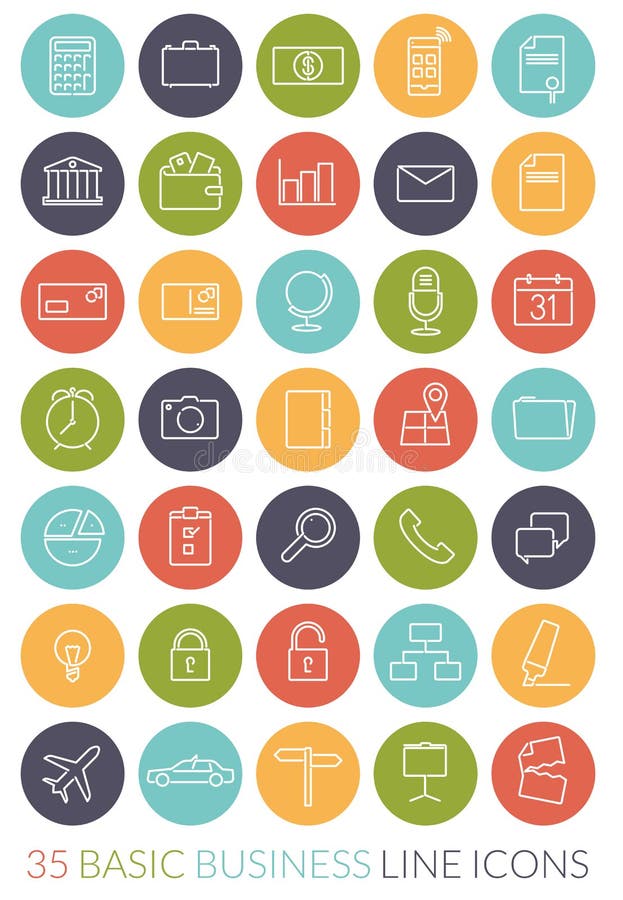 Business Line Icon Vector Set royalty free illustration